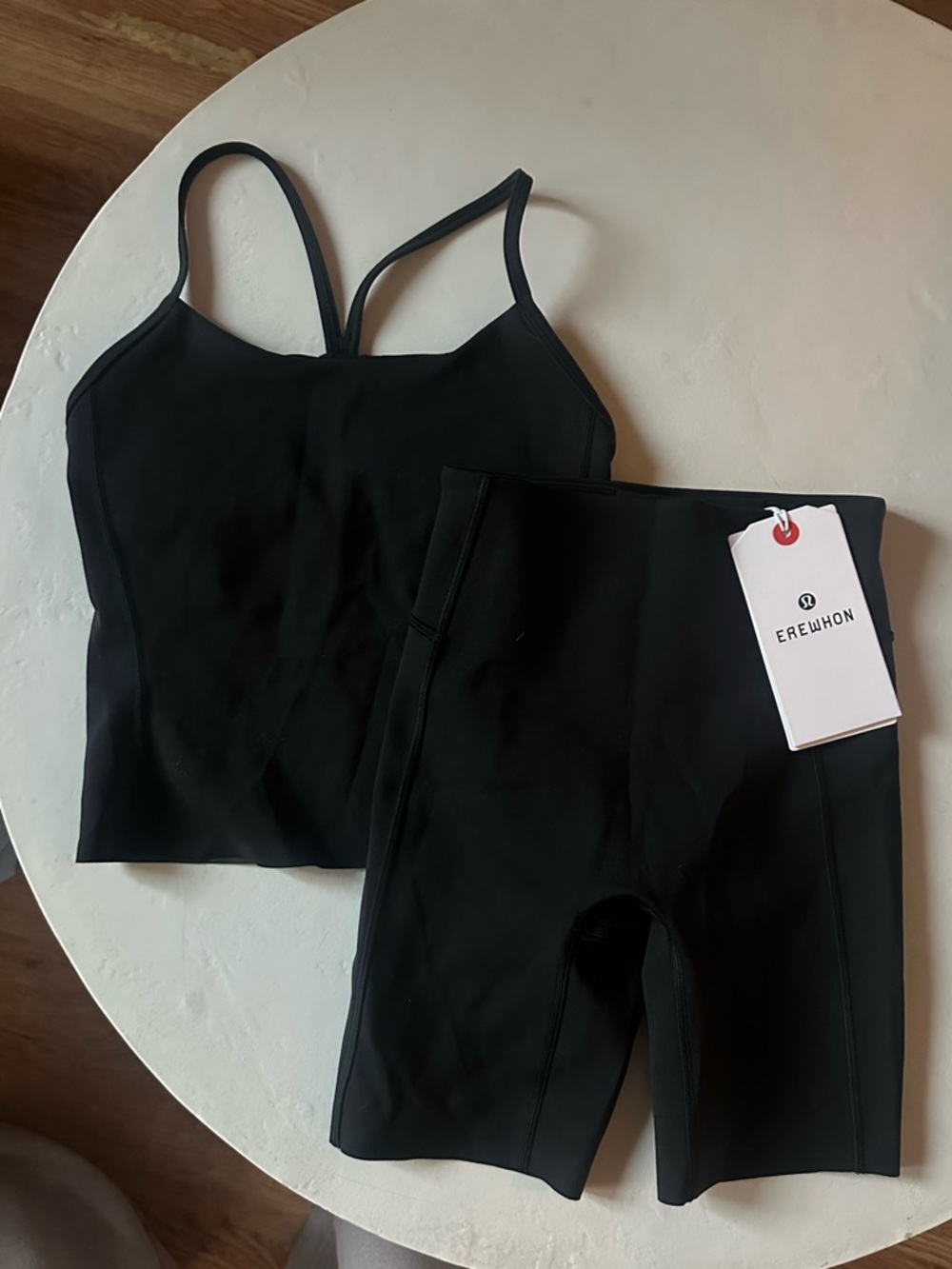 Erewhon x lululemon special edition Black Seamless Crop Tank & Bike Shorts Set